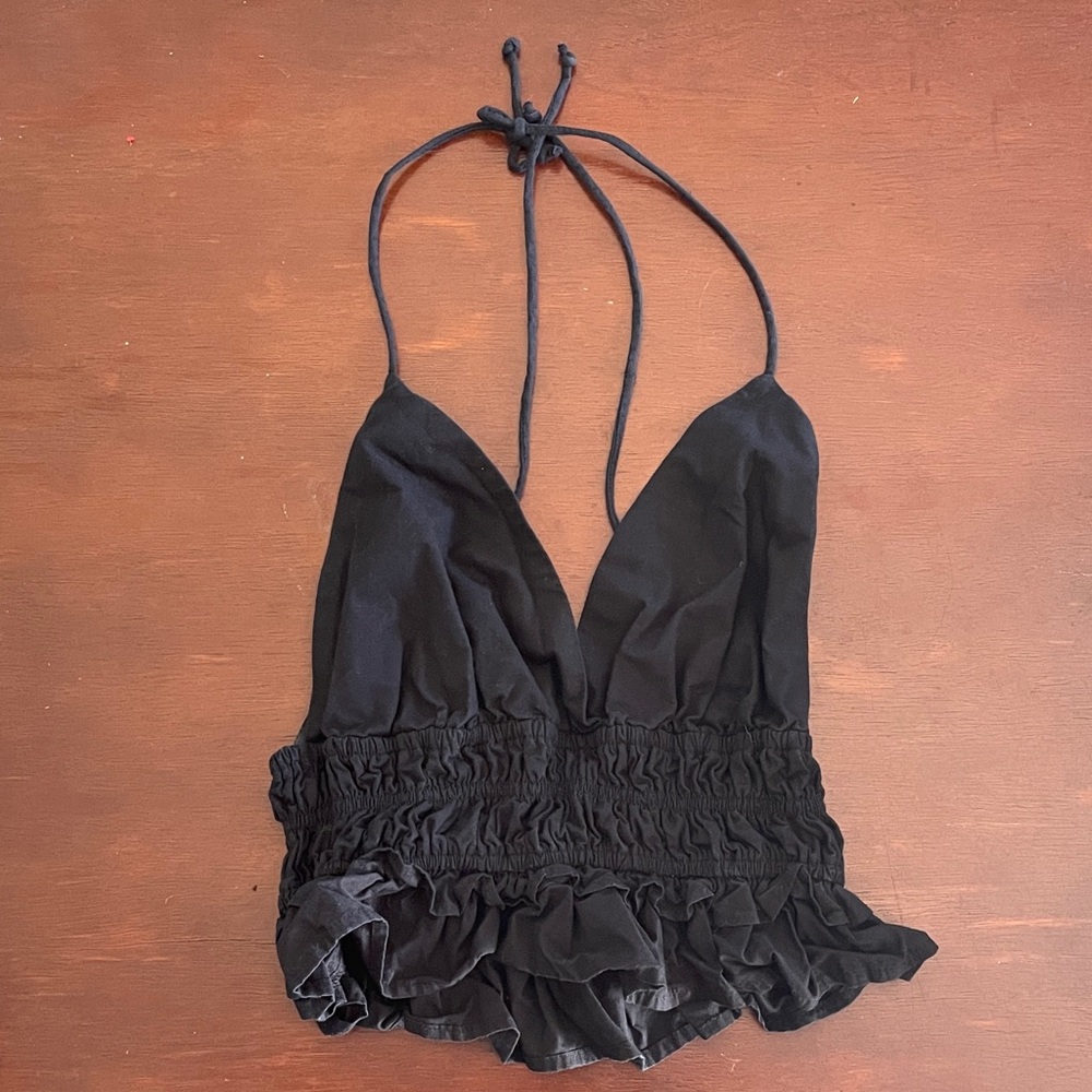 Elegant Black Halter Crop Top